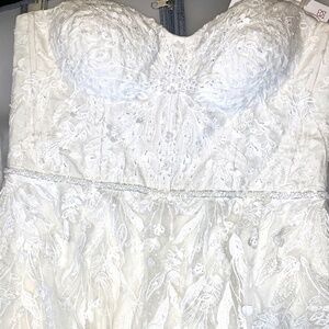 Wedding Dress, Slip, and Head Piece.